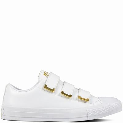 Converse Chuck Taylor All Star 3v Sl + Hardware Low Tops Womens - White/White/Gold Shoes (924AMZXU)